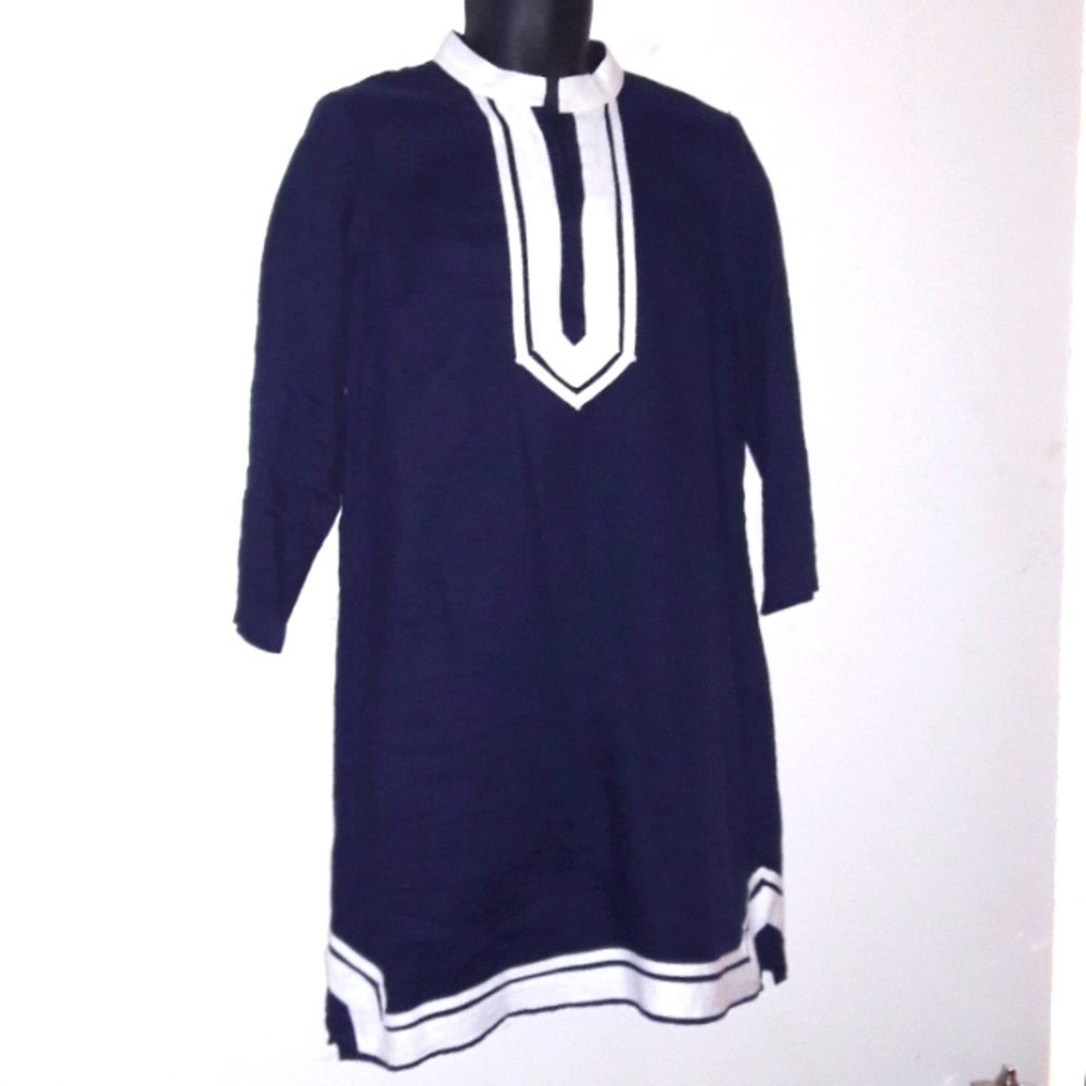 đ
șCROWN & IVY Blue/White 3/4 Sleeve Kurta Dress, M - Picture 4 of 8
